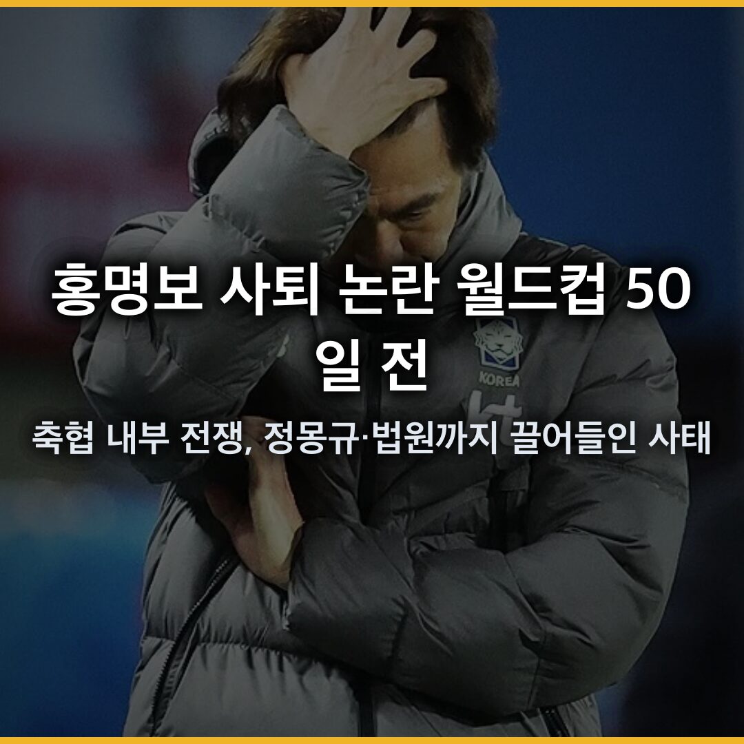 홍명보 사퇴 논란: 월드컵 50일 전 터진 축협 내부 전쟁, 정몽규·법원까지 끌어들인 사태