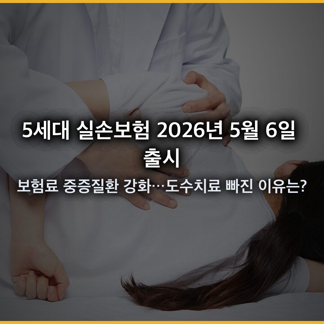 5세대 실손보험 2026년 5월 6일 출시, 보험료 반값에 중증질환 강화…도수치료 빠진 이유는?