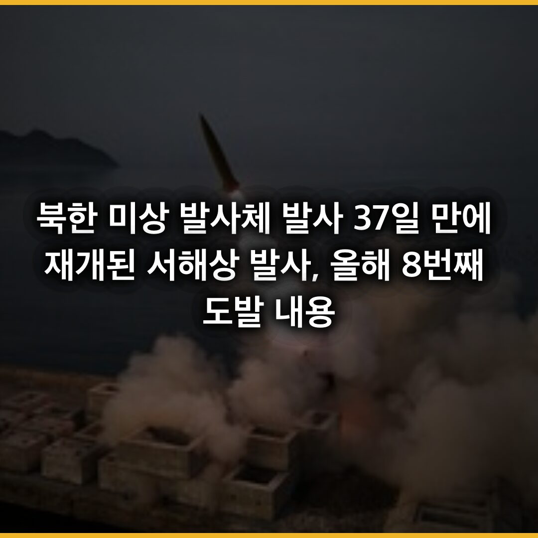 북한 미상 발사체 발사: 37일 만에 재개된 서해상 발사, 올해 8번째 도발 내용
