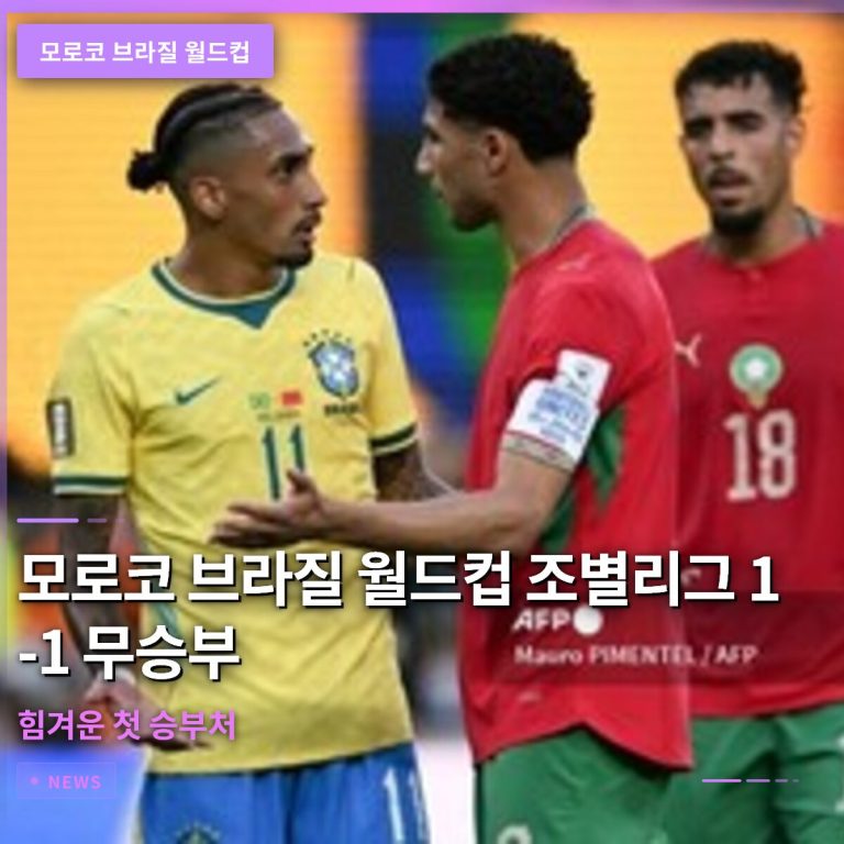 모로코 브라질 월드컵 조별리그 1-1 무승부, 힘겨운 첫 승부처