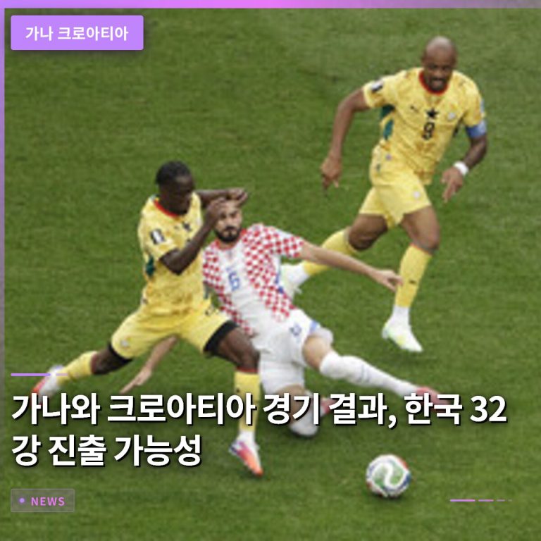 가나와 크로아티아 경기 결과, 한국 32강 진출 결정