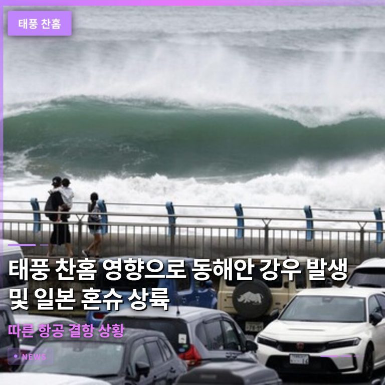 태풍 찬홈 영향으로 동해안 강우 발생 및 일본 혼슈 상륙에 따른 항공 결항 상황