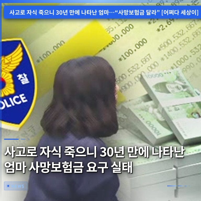 사고로 자식 죽으니 30년 만에 나타난 엄마 사망보험금 요구 실태