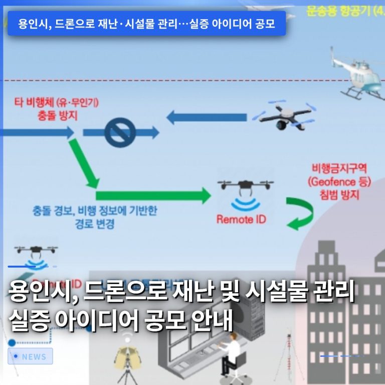 용인시, 드론으로 재난 및 시설물 관리 실증 아이디어 공모 안내
