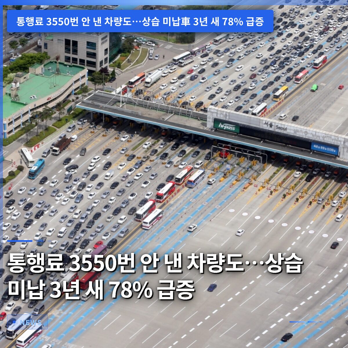 통행료 3550번 안 낸 차량도…상습 미납 3년 새 78% 급증
