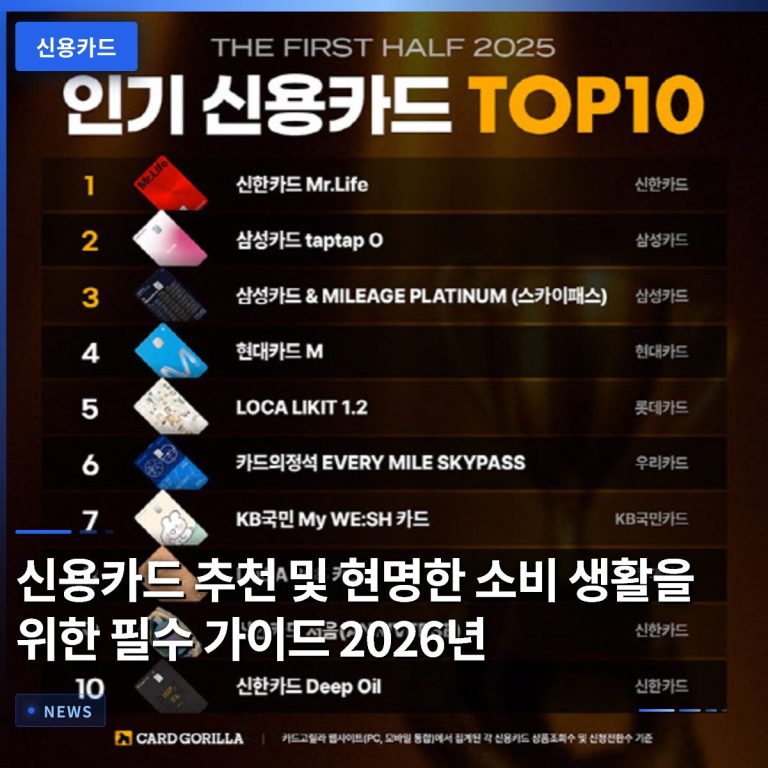 신용카드 추천 및 현명한 소비 생활을 위한 필수 가이드 2026년