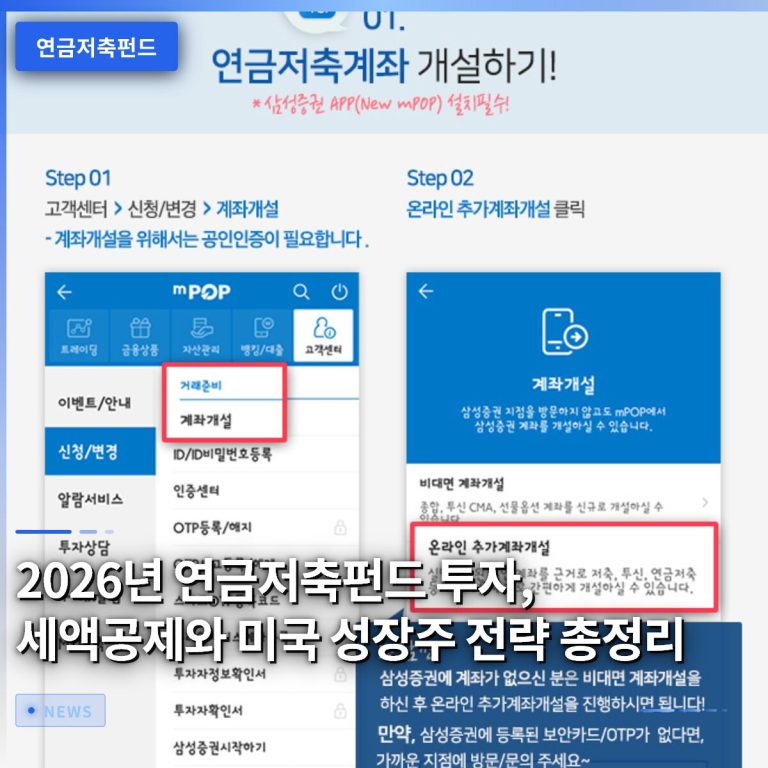 2026년 연금저축펀드 투자, 세액공제와 미국 성장주 전략 총정리