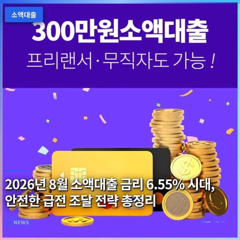 2026년 8월 소액대출 금리 6.55% 시대, 안전한 급전 조달 전략 총정리