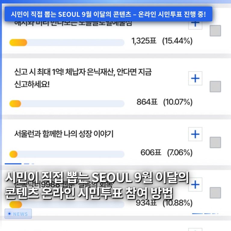 시민이 직접 뽑는 SEOUL 9월 이달의 콘텐츠 온라인 시민투표 참여 방법