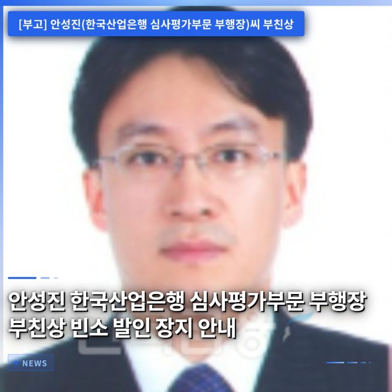 안성진 한국산업은행 심사평가부문 부행장 부친상 빈소 발인 장지 안내