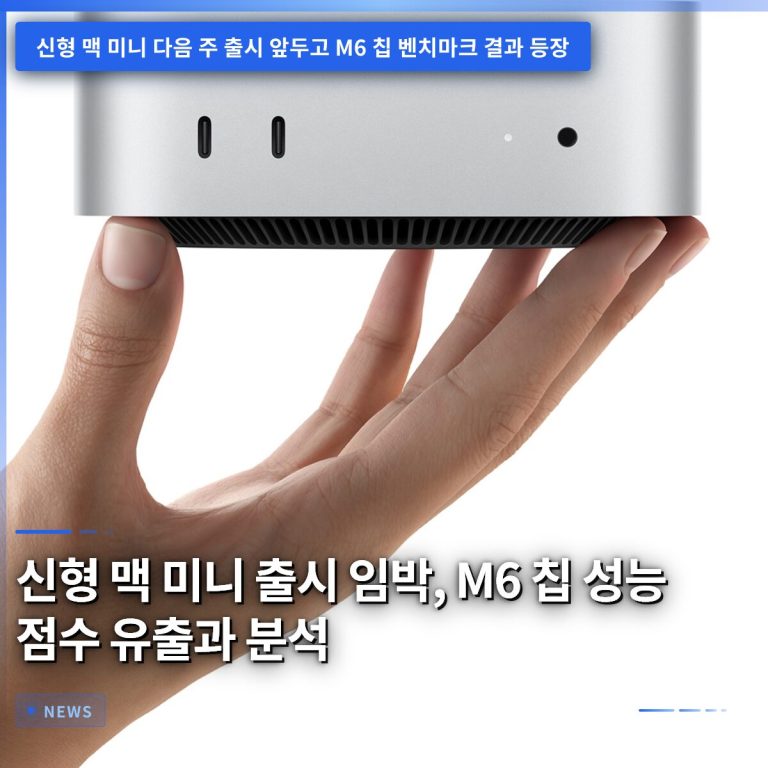 신형 맥 미니 출시 임박, M6 칩 성능 점수 유출과 분석