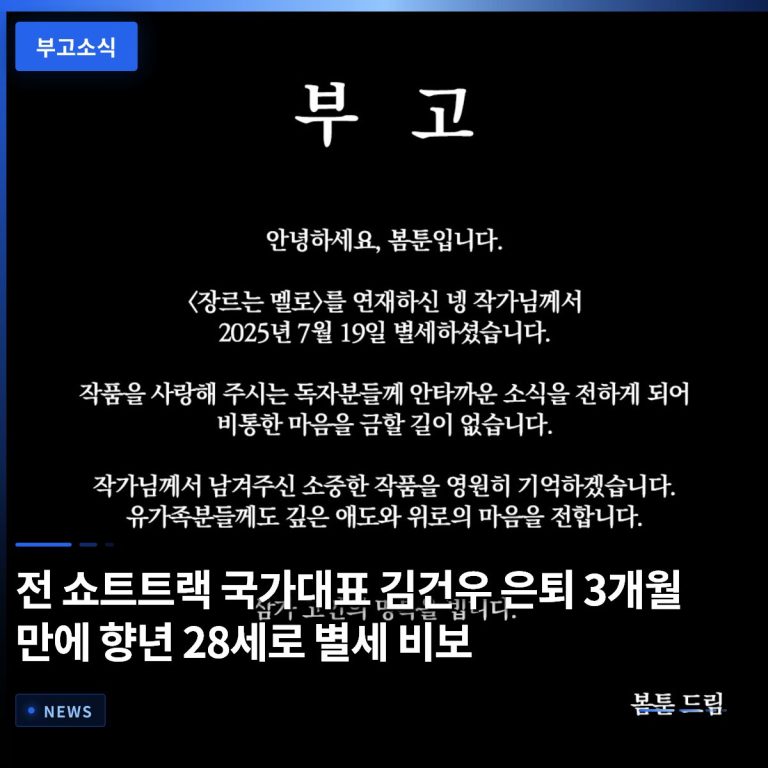 전 쇼트트랙 국가대표 김건우 은퇴 3개월 만에 향년 28세로 별세 비보