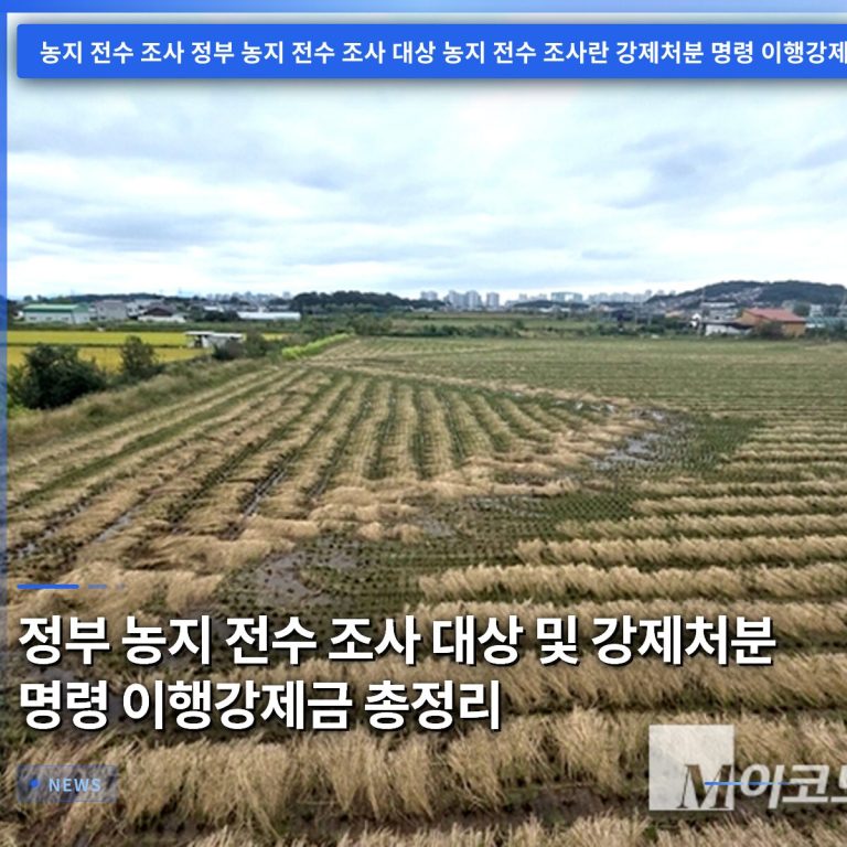 정부 농지 전수 조사 대상 및 강제처분 명령 이행강제금 총정리