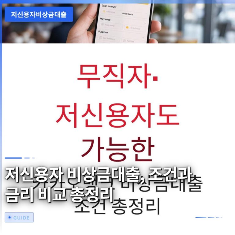 저신용자 비상금대출, 조건과 금리 비교 총정리