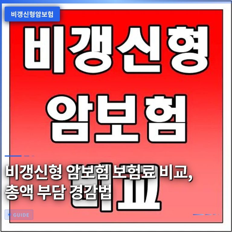 비갱신형 암보험 보험료 비교, 총액 부담 경감법
