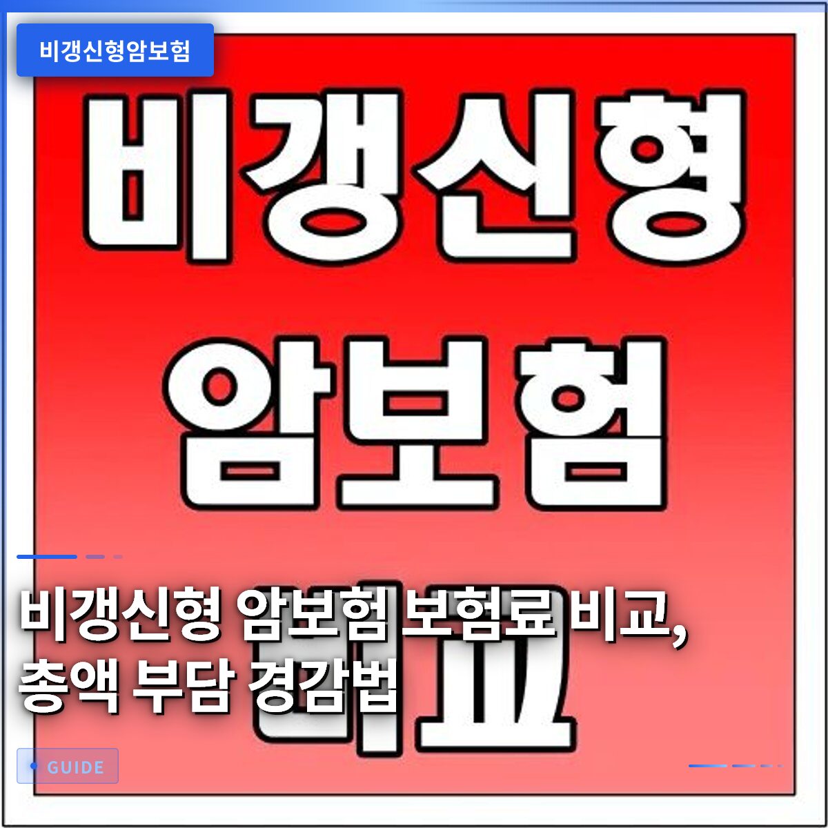 비갱신형 암보험 보험료 비교, 총액 부담 경감법