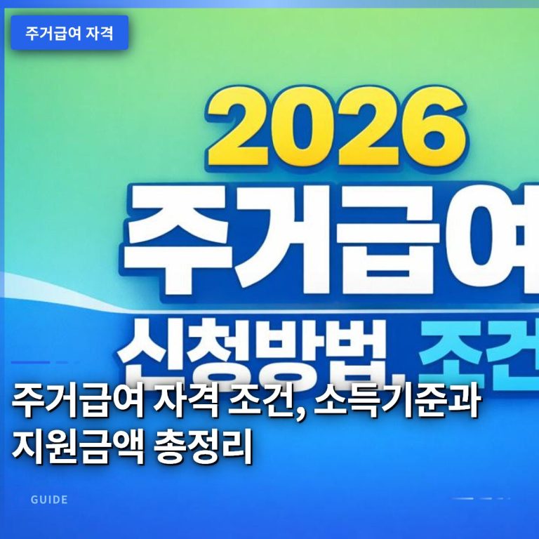 주거급여 자격 조건, 소득기준과 지원금액 총정리