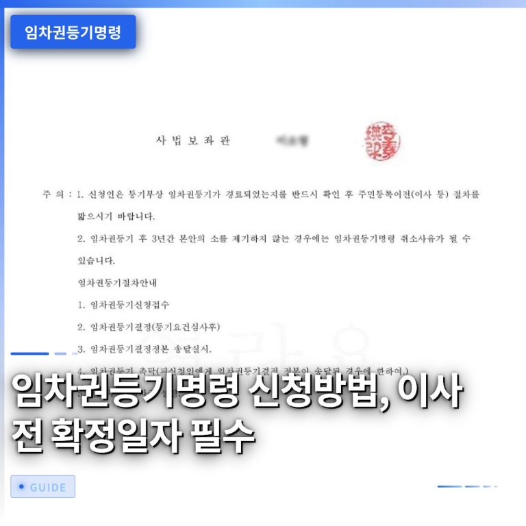임차권등기명령 신청방법, 이사 전 확정일자 필수