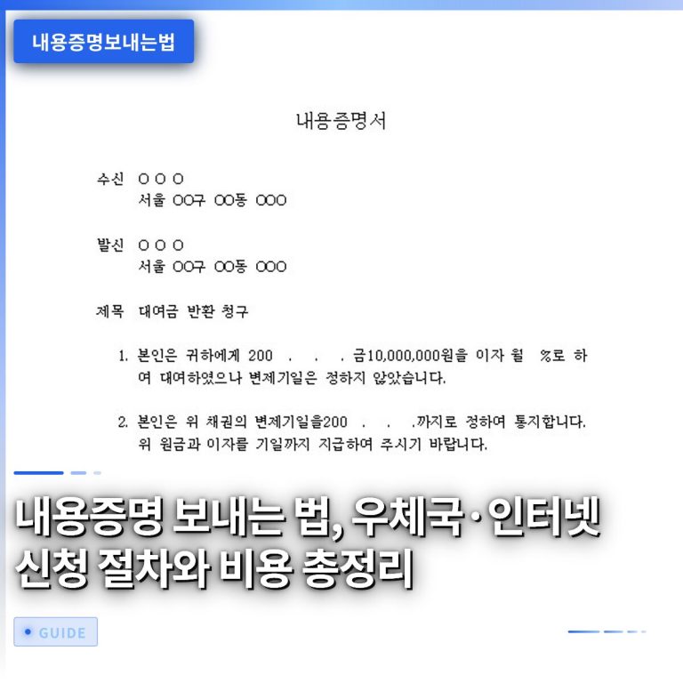 내용증명 보내는 법, 우체국·인터넷 신청 절차와 비용 총정리
