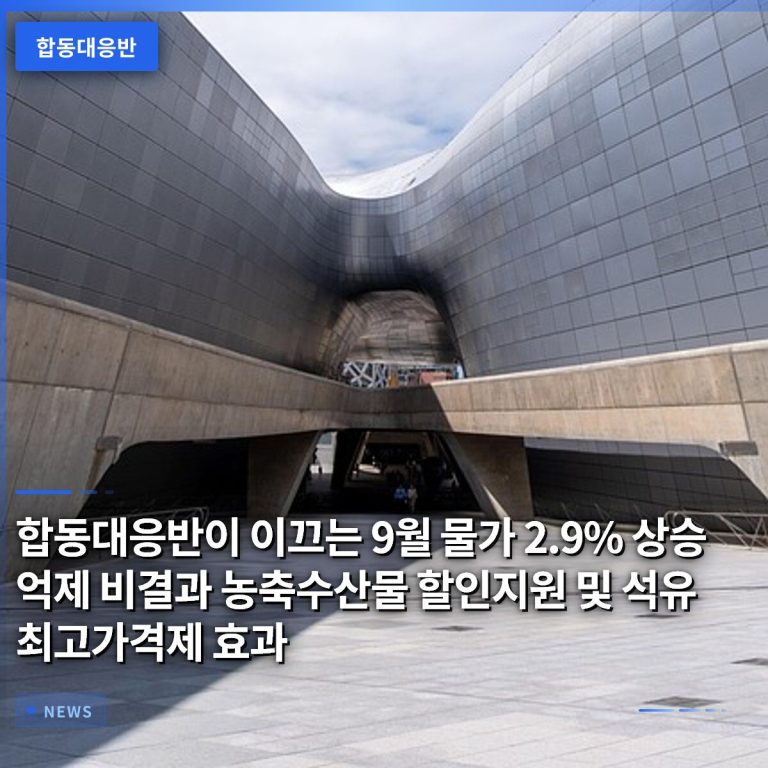 합동대응반이 이끄는 9월 물가 2.9% 상승 억제 비결과 농축수산물 할인지원 및 석유 최고가격제 효과