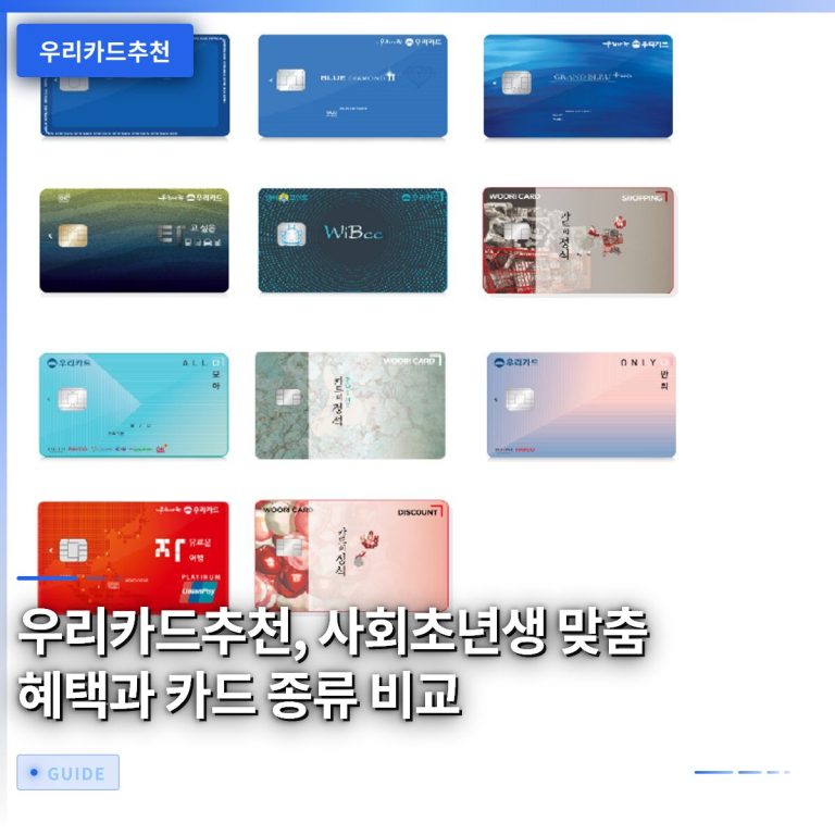 우리카드추천, 사회초년생 맞춤 혜택과 카드 종류 비교